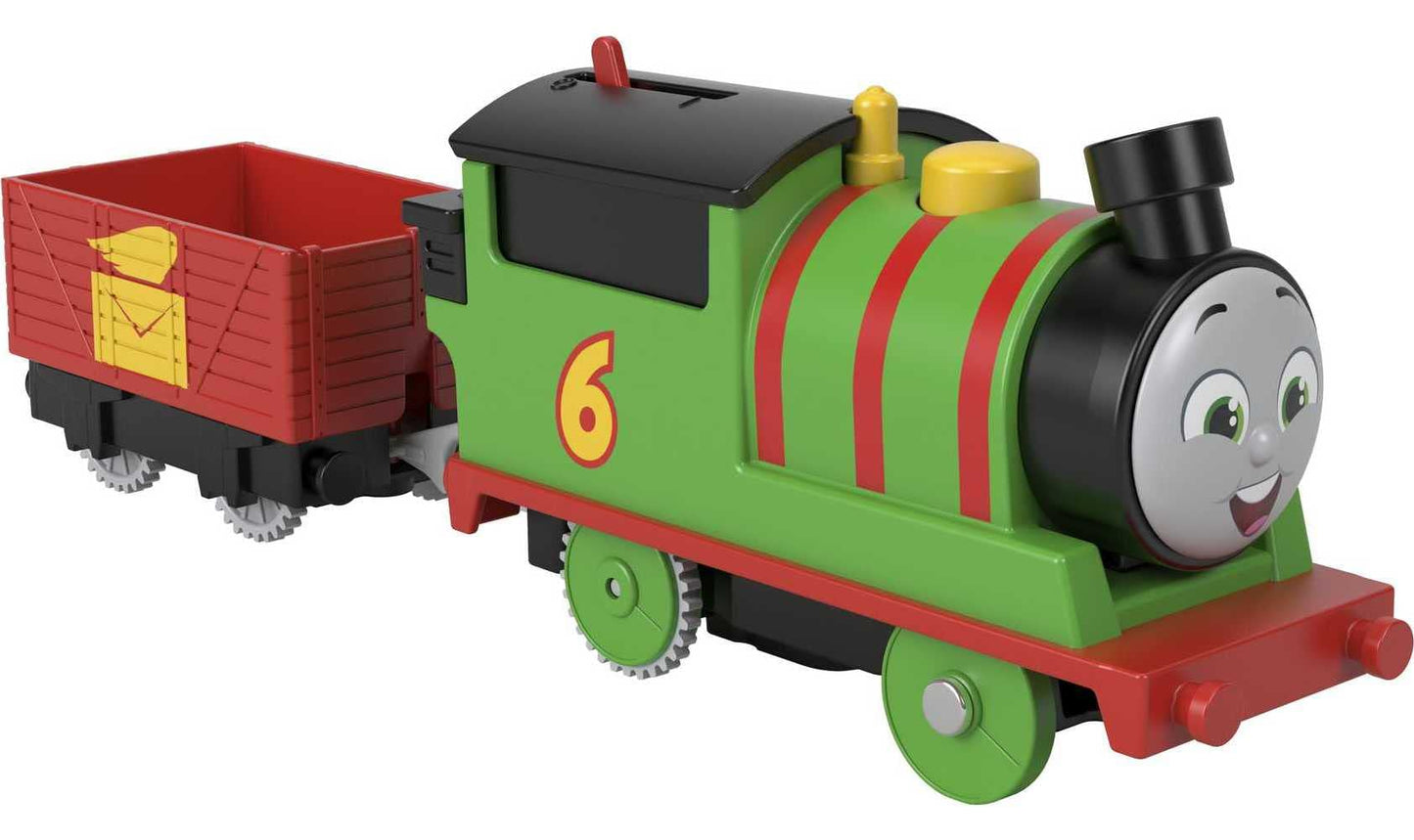 Thomas & Friends Motorized Toy Train Percy Battery-Powered Engine with Tender for Pretend Play Preschool Kids Ages 3+ Years