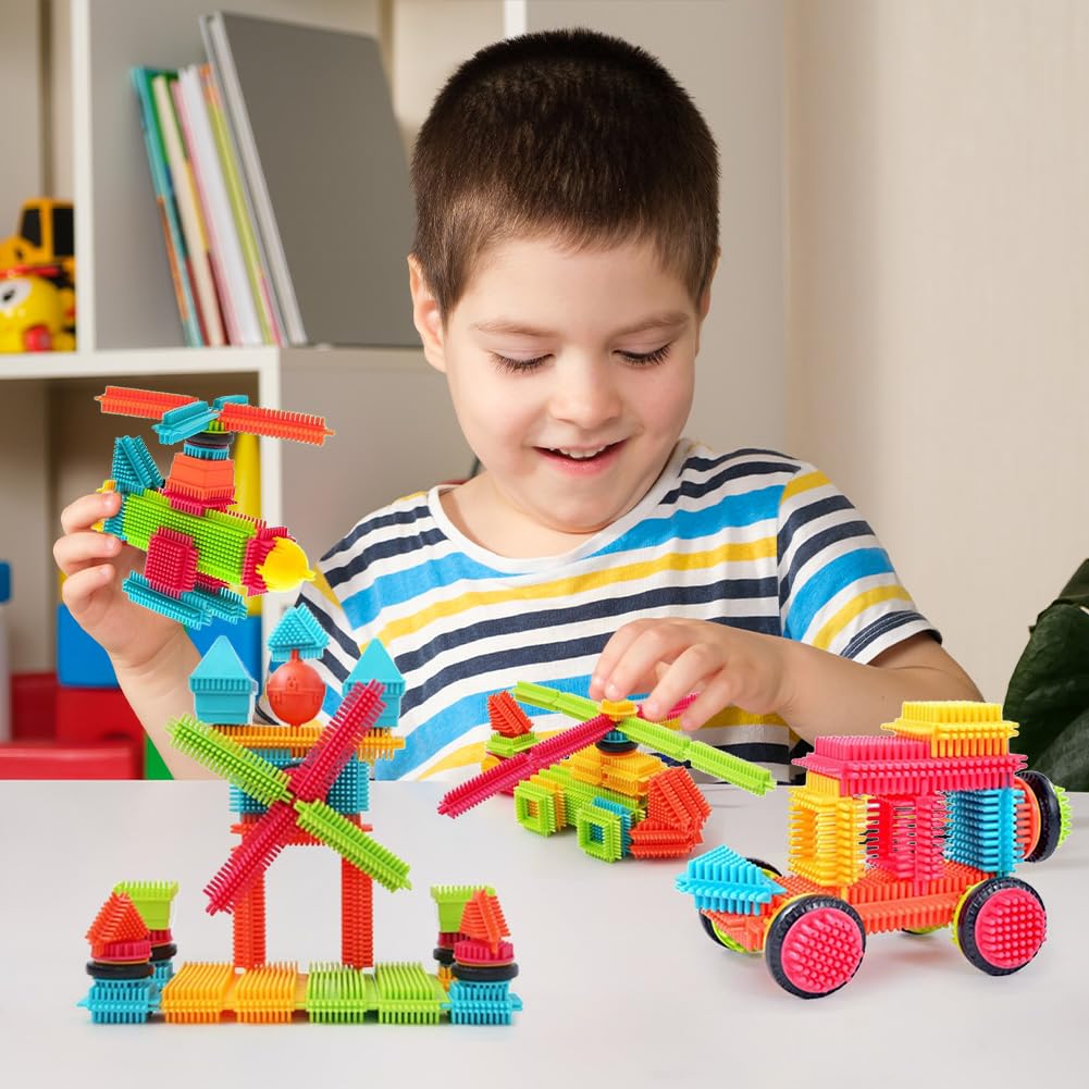 Teytoy 100 Pcs Bristle Shape Building Blocks Toy Set for toddlers Kids
