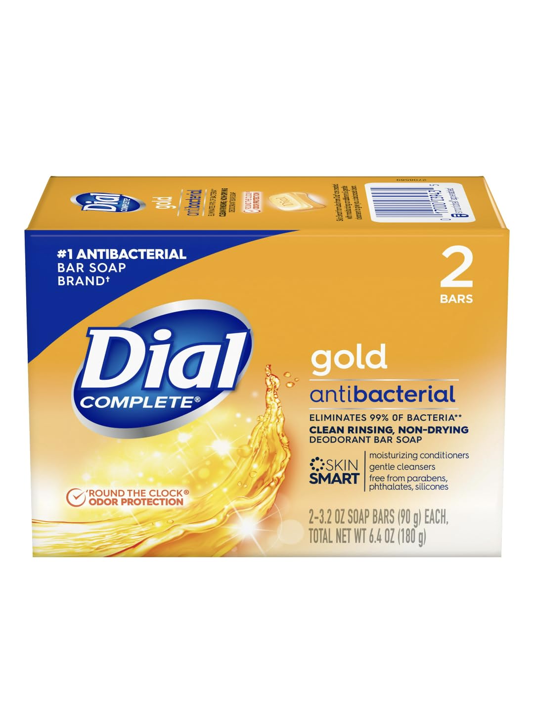 Dial Gold Antibacterial Deodorant Soap, 2 Pack, Total Net Wt 6.4 oz