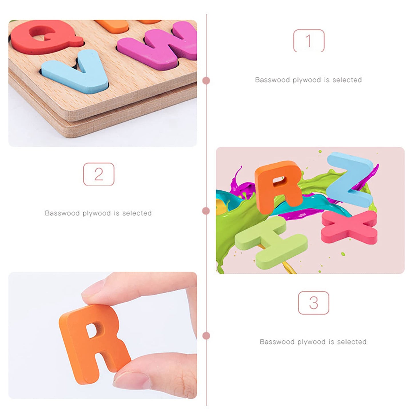 Wooden Puzzles for Toddlers – 3-Pack Alphabet & Number Shape Puzzles, Montessori Learning Toy for Kids Ages 3, Boys & Girls