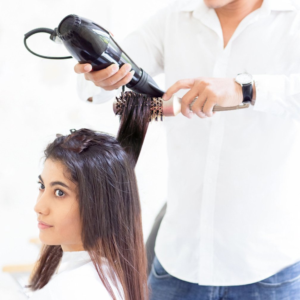 BANGMENG Round Barrel Hair Brush with Boar Bristles – Nano Thermal Ceramic Ionic Tech for Shine, Smooth Blowouts & Frizz Control (1¼")