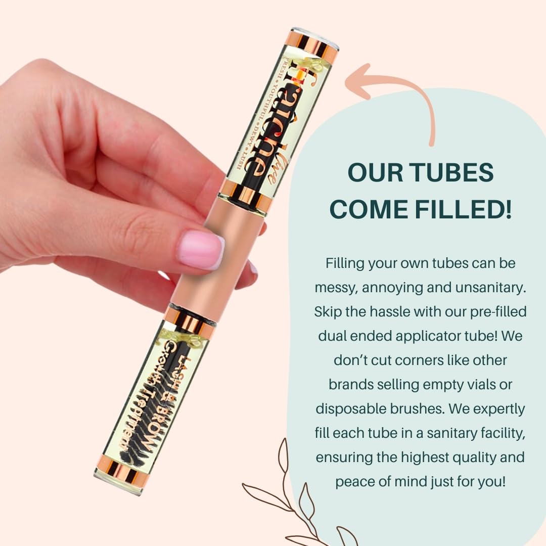 Live Fraiche Organic Castor Oil Lash & Brow Serum – 100% Pure Cold-Pressed, Hexane-Free Hair Growth Oil with Filled Mascara Tube, 2oz Bottle