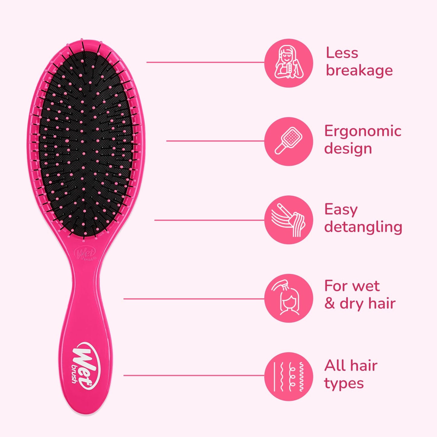 Wet Brush Original Detangler 2 Pack (Pink & Purple) – Tangle-Free Hair Brush for Wet & Dry Use, Soft Bristles for All Hair Types