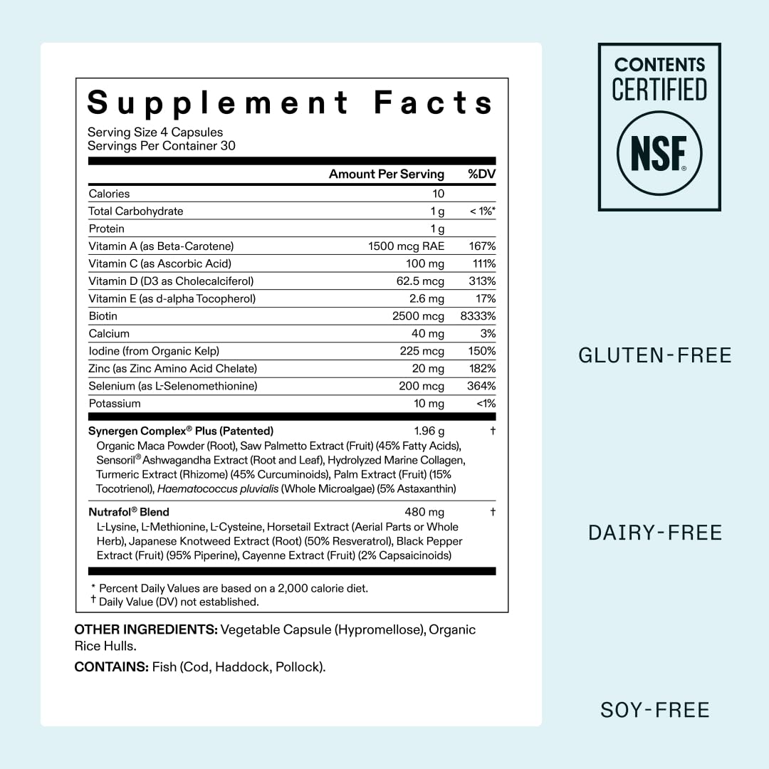 Nutrafol Women’s Balance Hair Growth Supplement Refill | 45+ | Clinically Proven for Thicker Hair & Scalp Coverage in 3–6 Months | 1-Month Supply