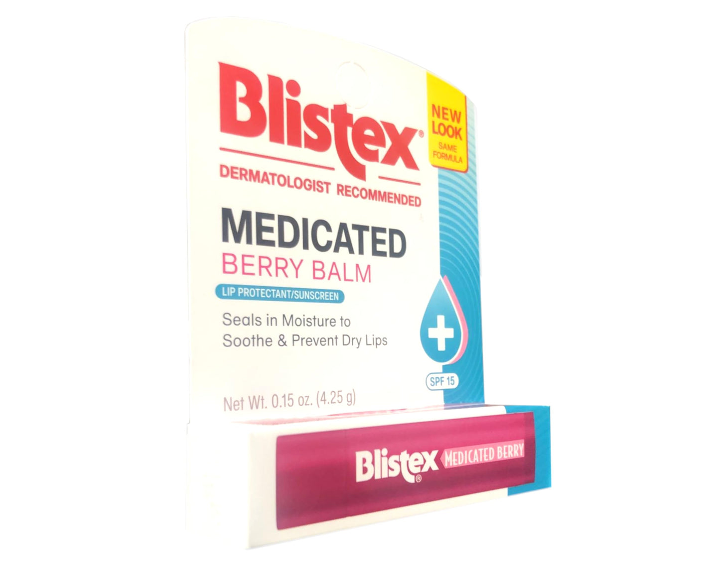 Blistex Medicated Berry Balm Lip Protectant and Sunscreen SPF 15, Soothes and Prevents Dry Chapped Lips, 0.15 oz