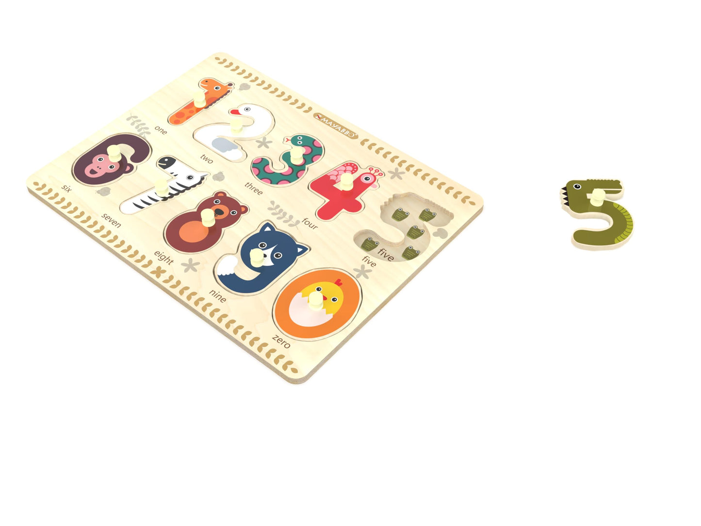 Wooden Puzzles for Toddlers Ages 2-4 – Number & Shape Peg Puzzle Board, Educational Learning Toy for Preschool Kids 18 Months & Up