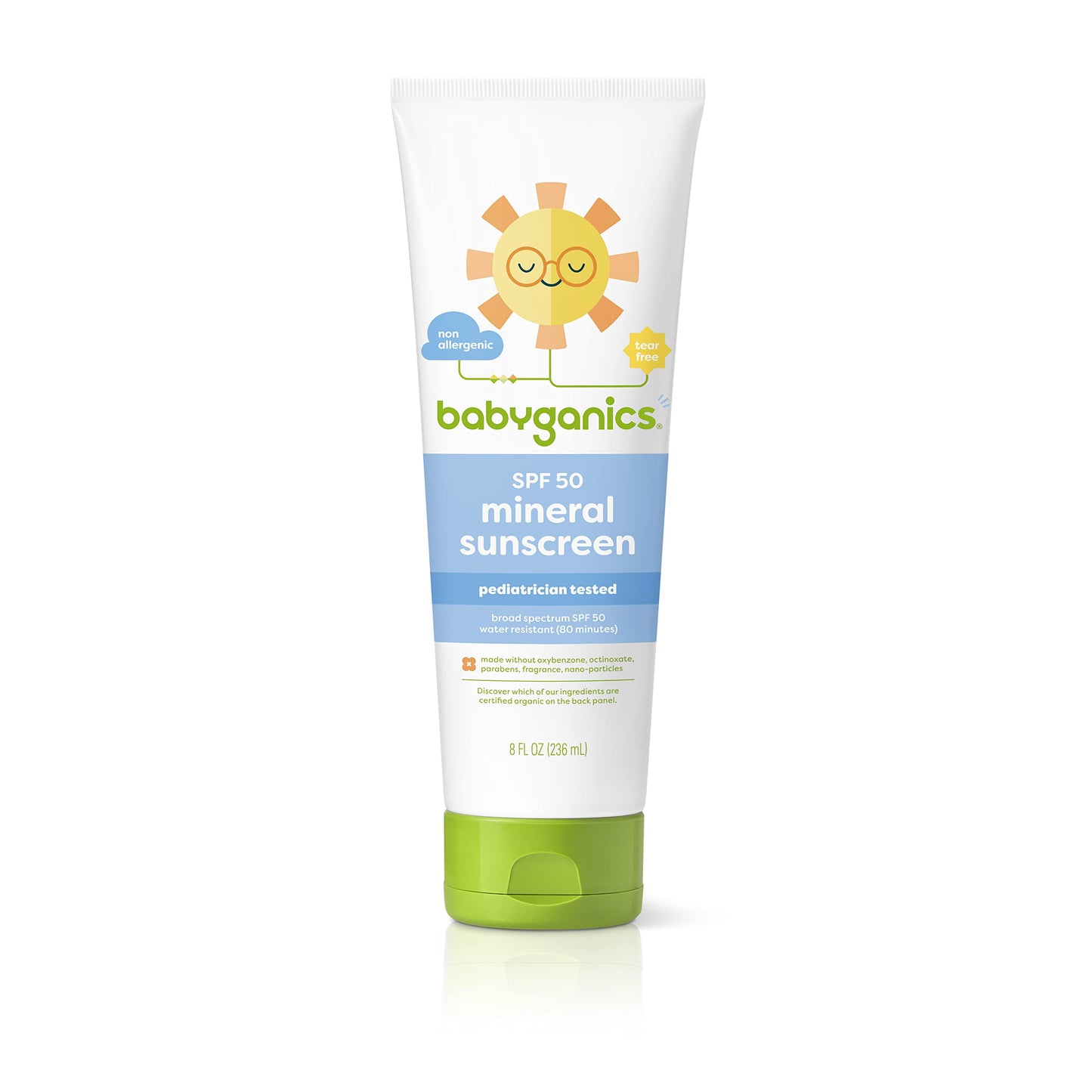 Babyganics SPF 50 Baby Mineral Sunscreen Lotion | UVA UVB Protection | Octinoxate & Oxybenzone Free | Water Resistant, Value Size, 8oz