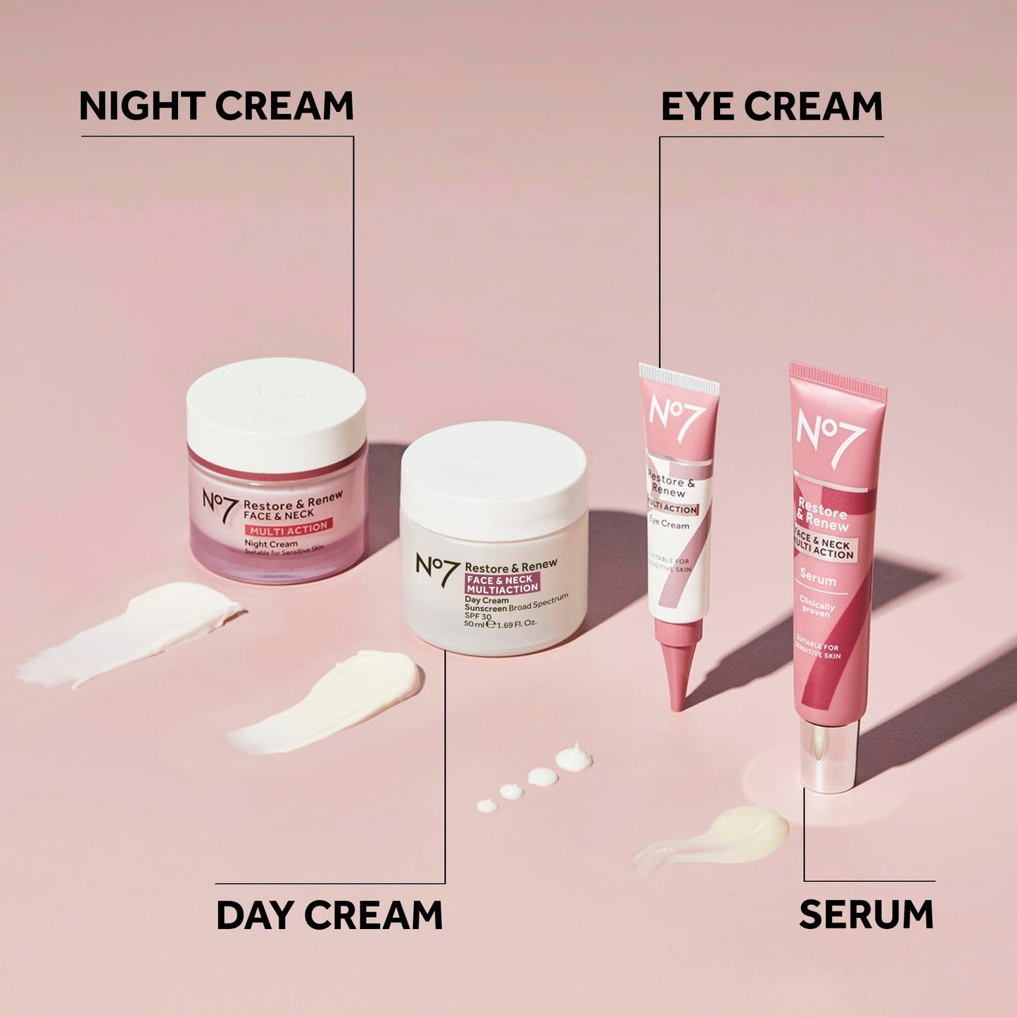 No7 Restore & Renew Multi-Action Night Cream for Face & Neck – Anti-Aging Moisturizer with Collagen, Hyaluronic Acid & Ceramides, 1.69 oz