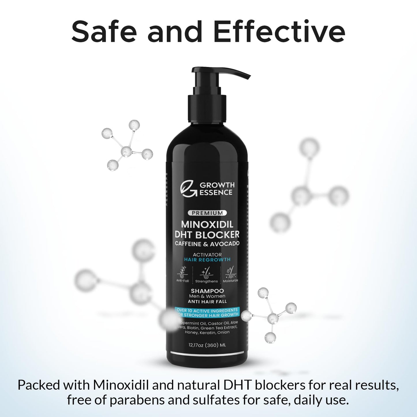 Minoxidil & Biotin Hair Growth Shampoo β Caffeine, Castor Oil & Onion Enriched DHT Blocker for Thicker, Stronger, Healthier Hair for Men & Women