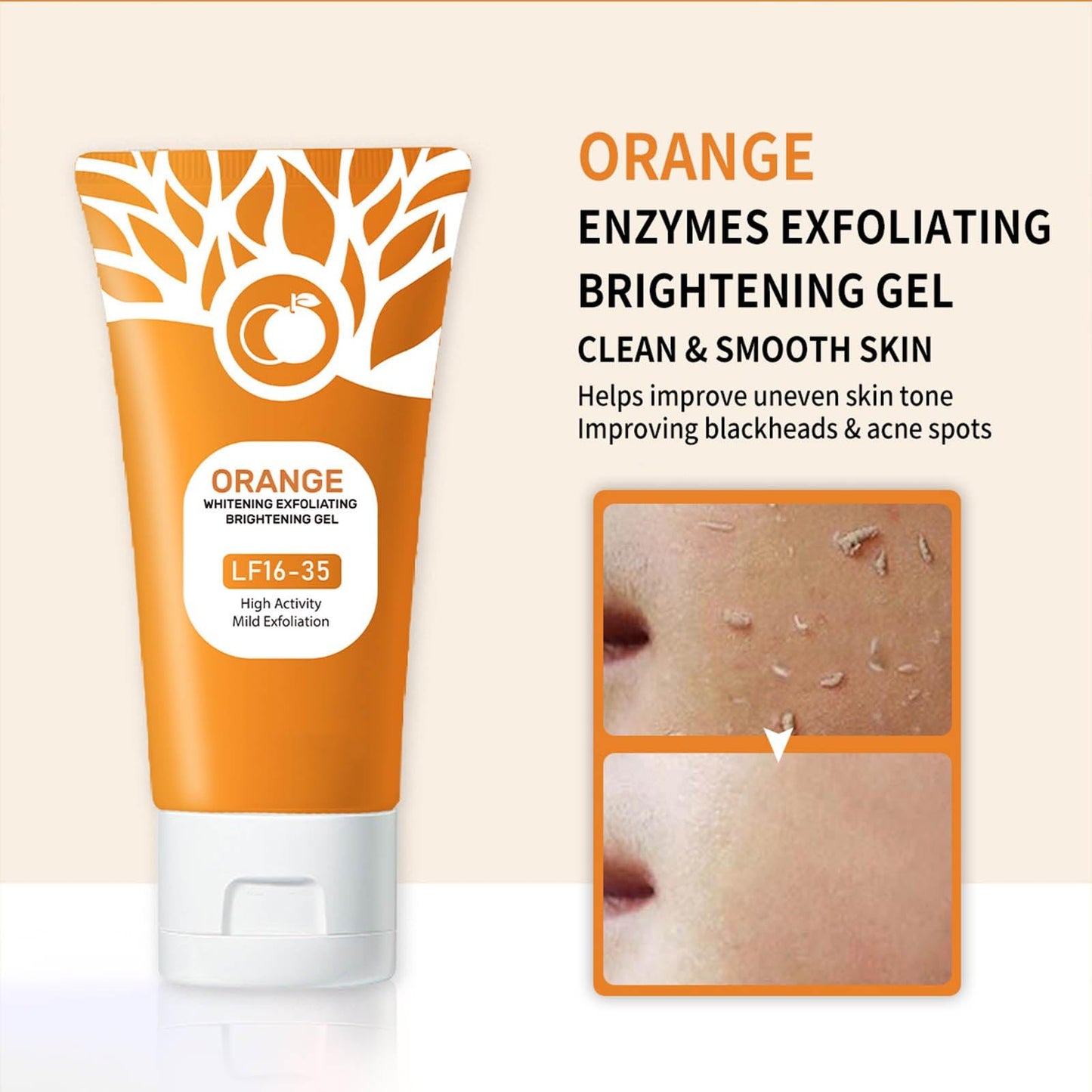 Ezyuanchly Orange Exfoliating Gel (2PCS) – Deep Cleansing & Moisturizing Face & Body Scrub, Natural Peeling Gel for Smooth, Radiant Skin