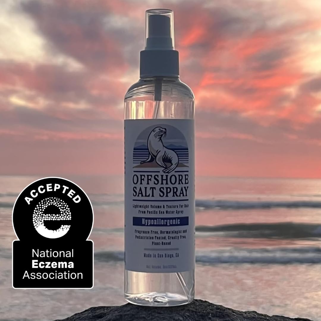 Offshore Sea Salt Hair Spray - Lightweight Algae-Based Styling Mist for Sensitive Scalp, Hypoallergenic, Dermatologist-Tested, NEA Accepted, 8oz