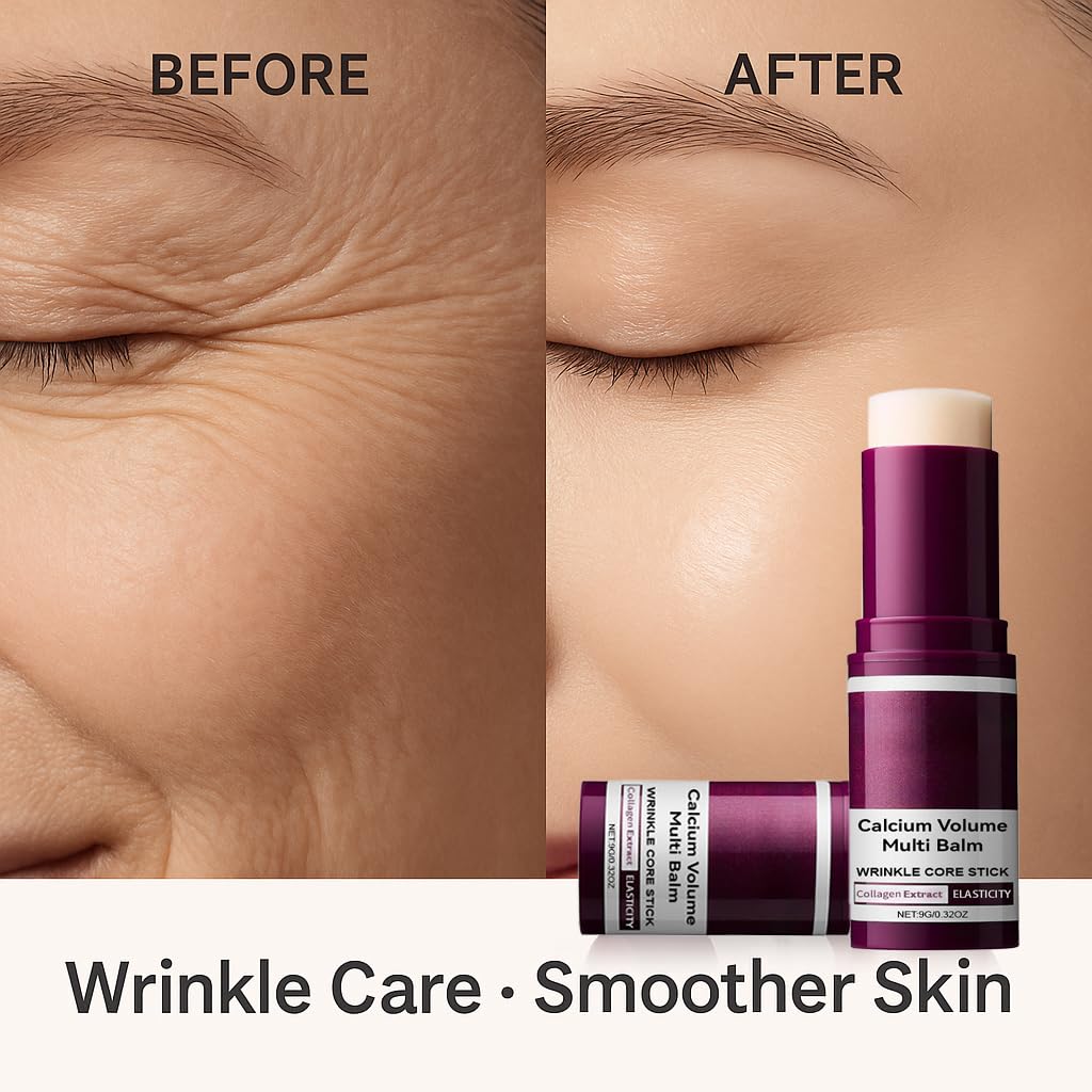 Euralissea Calcium Volume Multi Balm 2-Pack – Anti-Aging Stick with Collagen for Wrinkles, Hydration & Firming, Eyes, Neck & Smile Lines