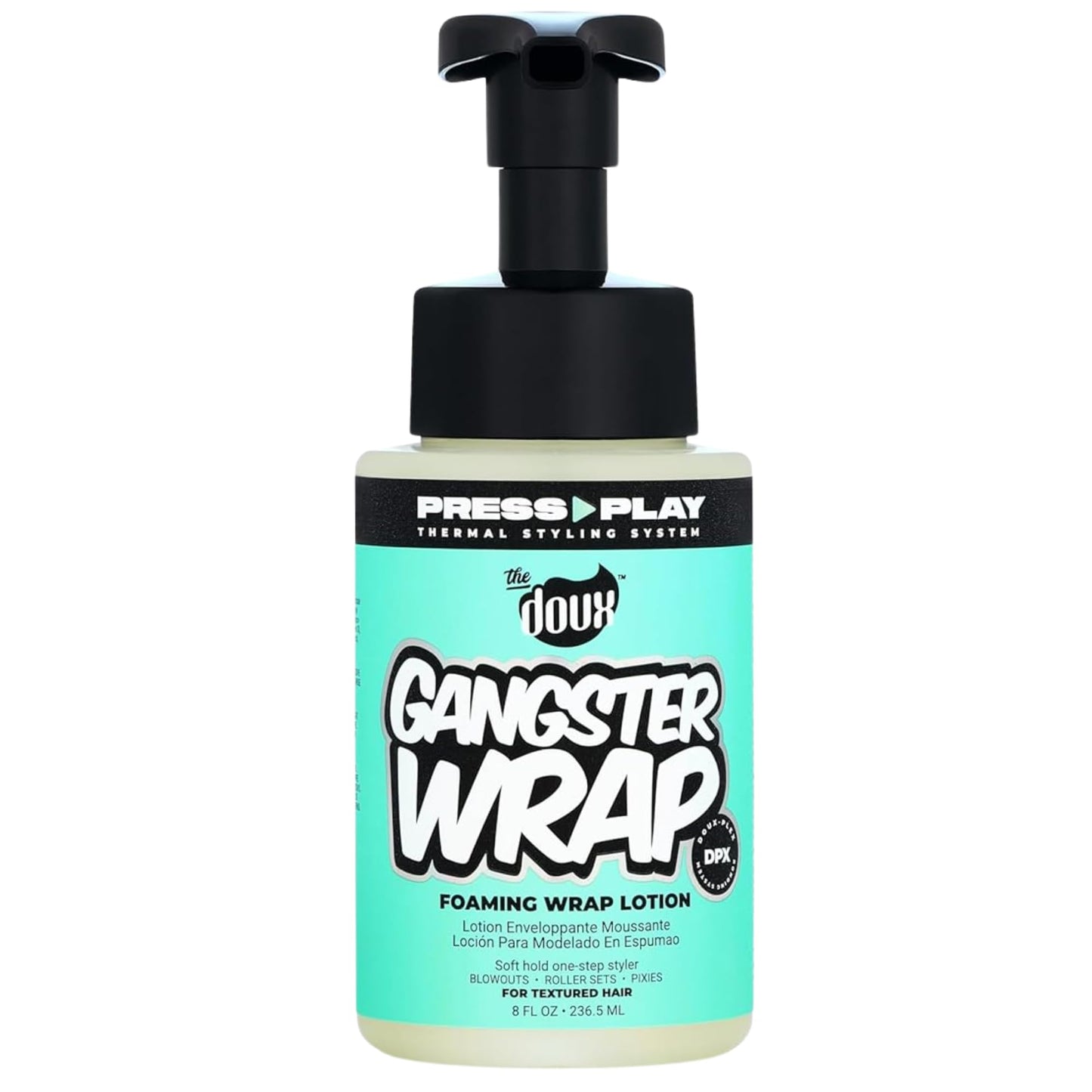 The Doux GANGSTER WRAP Foaming Wrap Lotion – Heatless Curl & Anti-Frizz Mousse with Heat Protection for Blowouts, Roller Sets & Pixie Cuts
