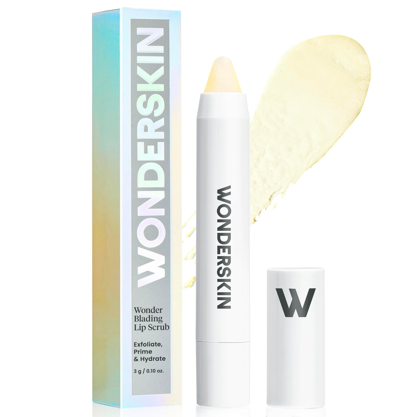Wonderskin 3-in-1 Lip Scrub & Balm – Exfoliator, Moisturizer & Hydrator for Smooth, Soft, Flake-Free Lips, One-Step Lip Care, 0.10 oz