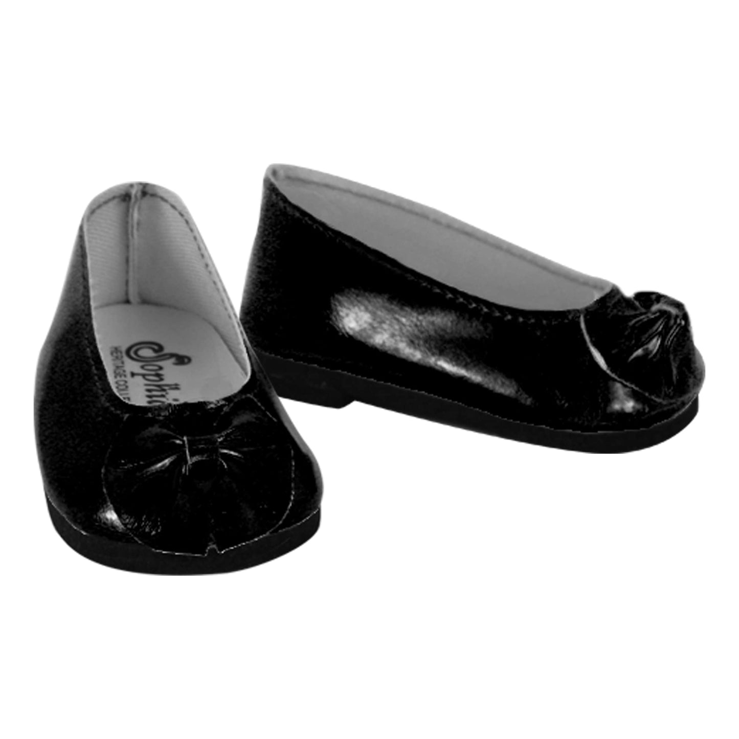 Sophia's Faux Patent Leather Dress Shoes with Upper Bow Detail for 18 Inch Dolls, Black