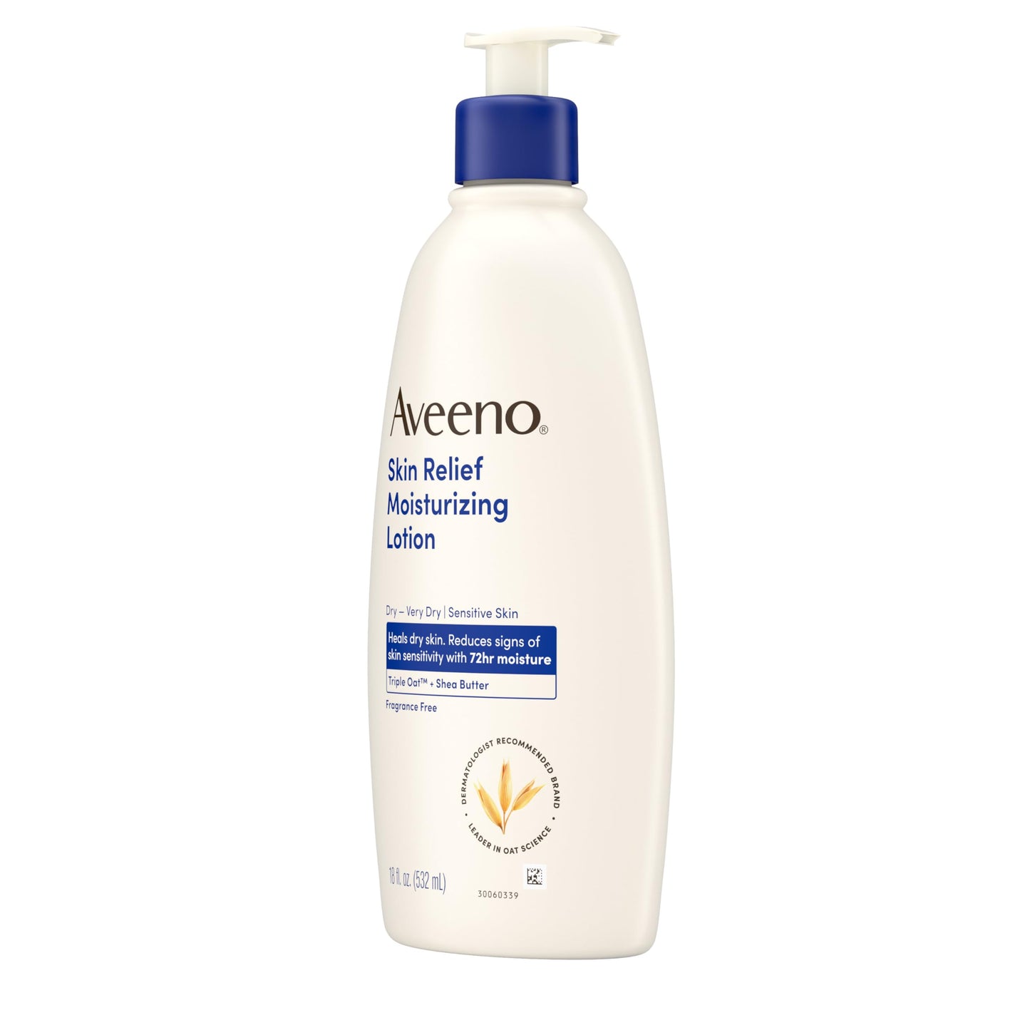 Aveeno Skin Relief Moisturizing Lotion for Very Dry, Sensitive Skin – Fast-Absorbing, Triple Oat & Shea, Fragrance-Free, 18 fl. oz