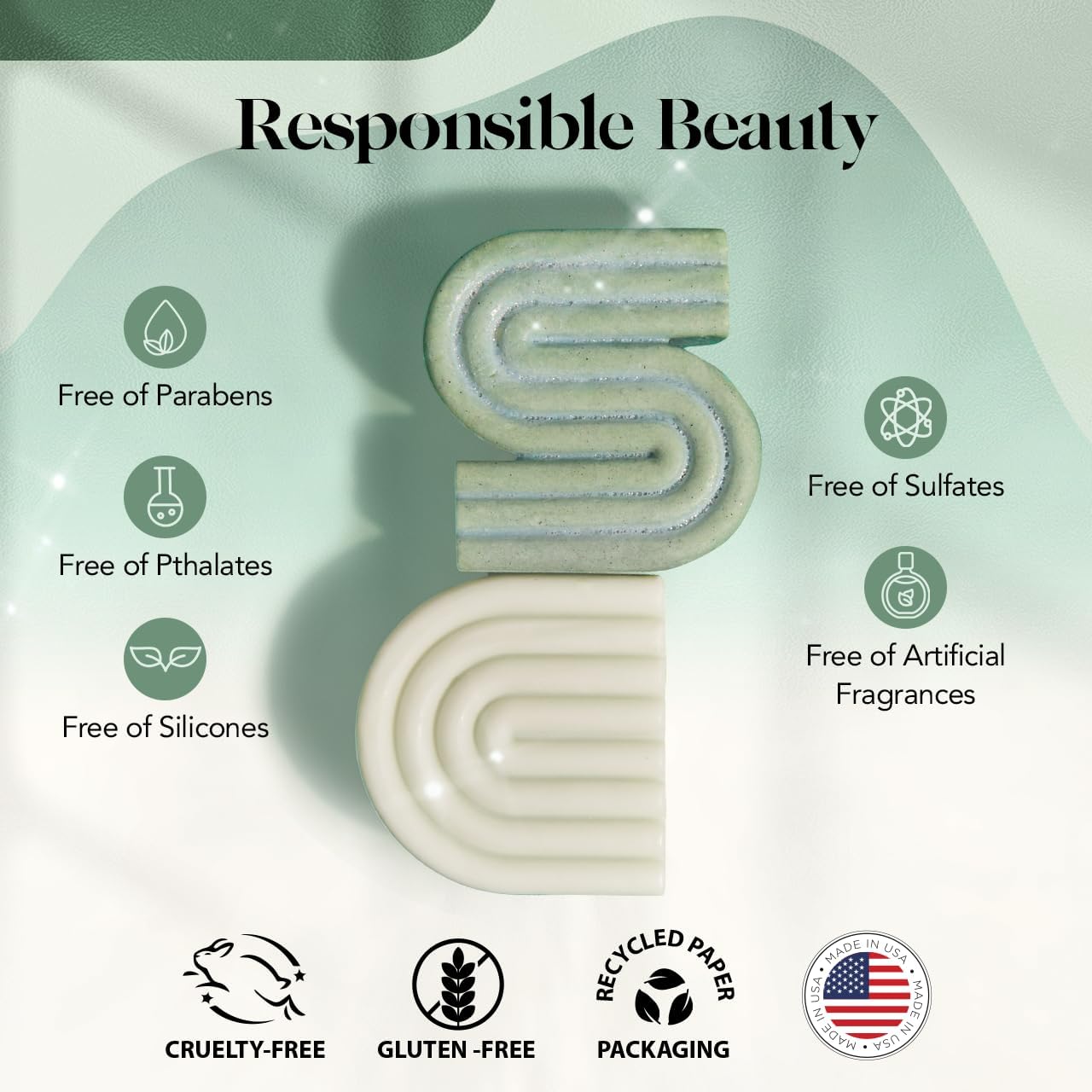 Kitsch Rosemary & Biotin Shampoo & Conditioner Set - Hair Growth, Strengthening & Volumizing Bars - Sulfate, Paraben & Silicone Free, 2 Pack, USA Made