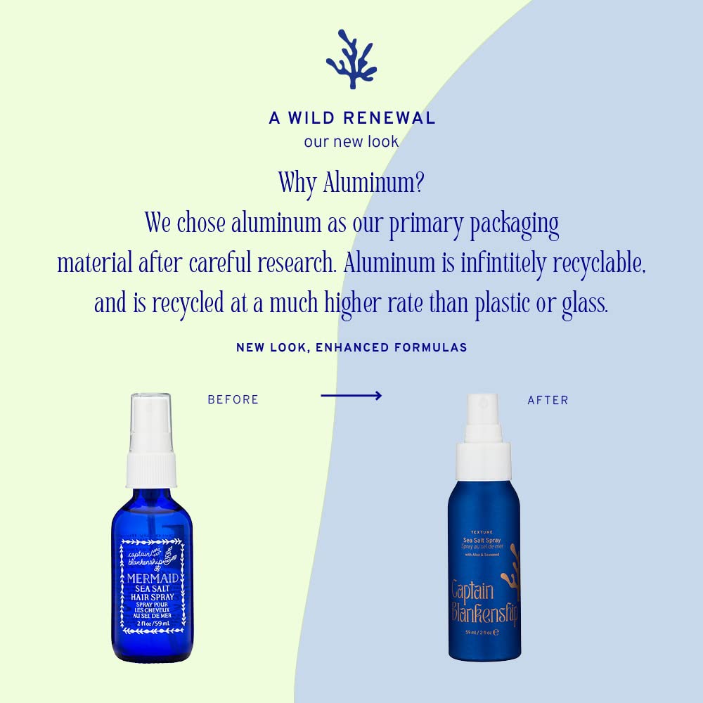 Captain Blankenship Texture Sea Salt Hair Spray | Adds Volume, Texture & Natural Waves | Color-Safe, Organic, Sulfate-Free, Vegan Haircare - 2 oz