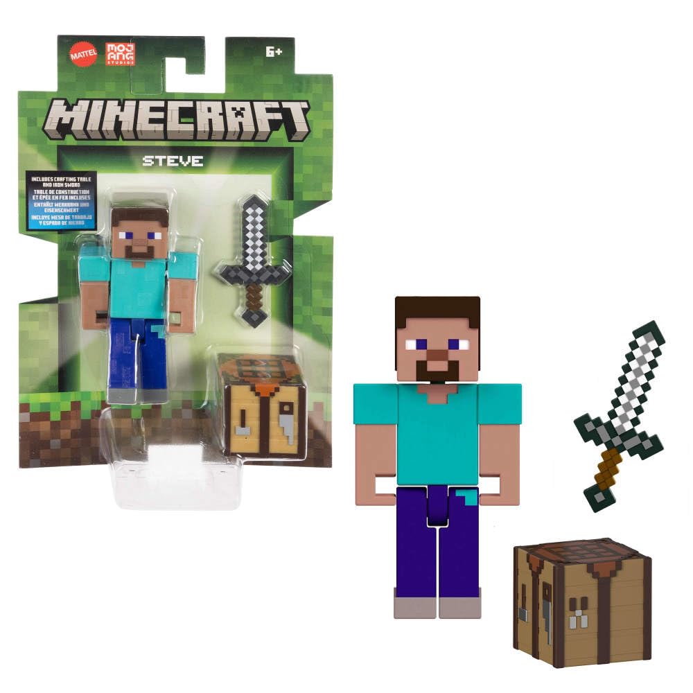 Mattel Minecraft Action Figure & Accessories 2-Pack with Steve in 3.25-inch Scale, Collectible Toy Set