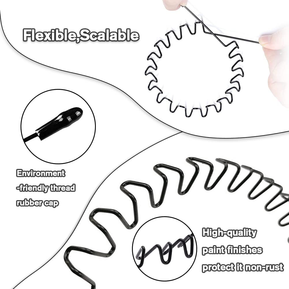 KELUBATU Unisex Metal Wavy Headbands 6 Pack – Non-Slip Elastic Hair Bands for Men & Women, Fashion Sports Hair Accessories