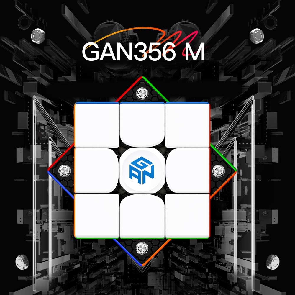 GAN 356 M, 3x3 Magnetic Speed Cube Stickerless 356M Magic Cube with Extra GES, Frosted Version