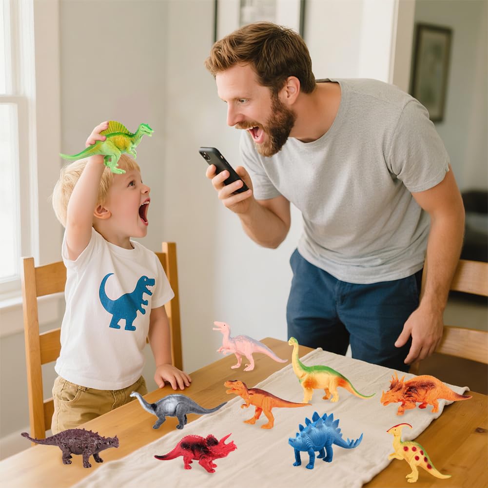 12-Pc Jumbo Dinosaur Toys for Kids 3-5 – Realistic STEM Educational Dinosaur Figures Playset for Boys & Girls Toddlers