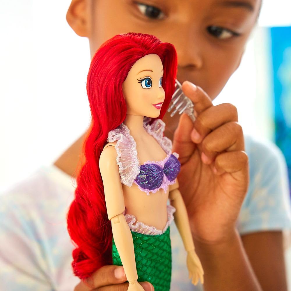 Disney Store 11" Ariel Princess Story Doll with Coloring Book & Extra Dress, Classic Outfit, Fun Princess Toy for Girls