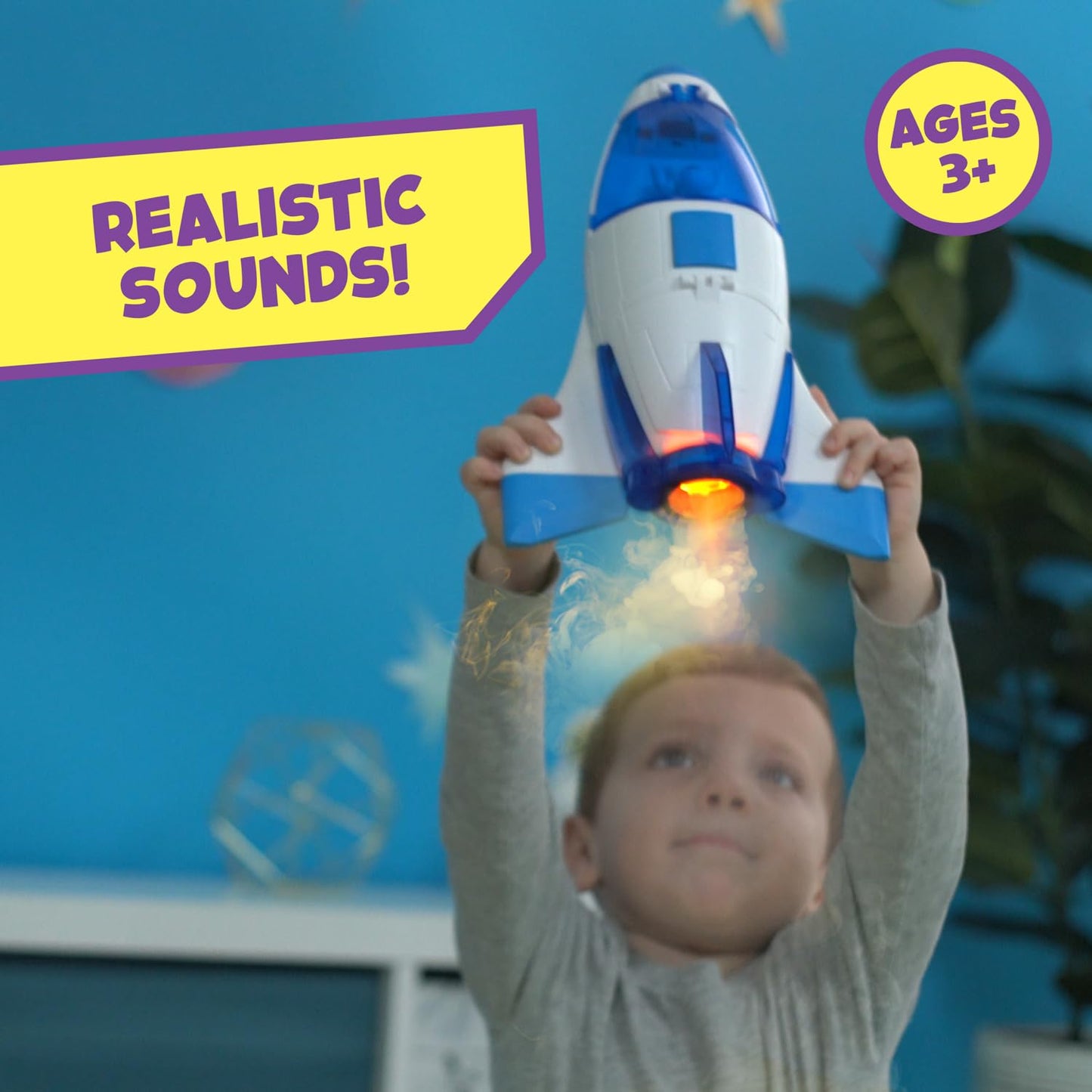 EnergX Amazing Vapor Rocket with Astronaut Action Figure, Blasts Off with Vapor Effects, Lights & Sounds (Ages 3+)