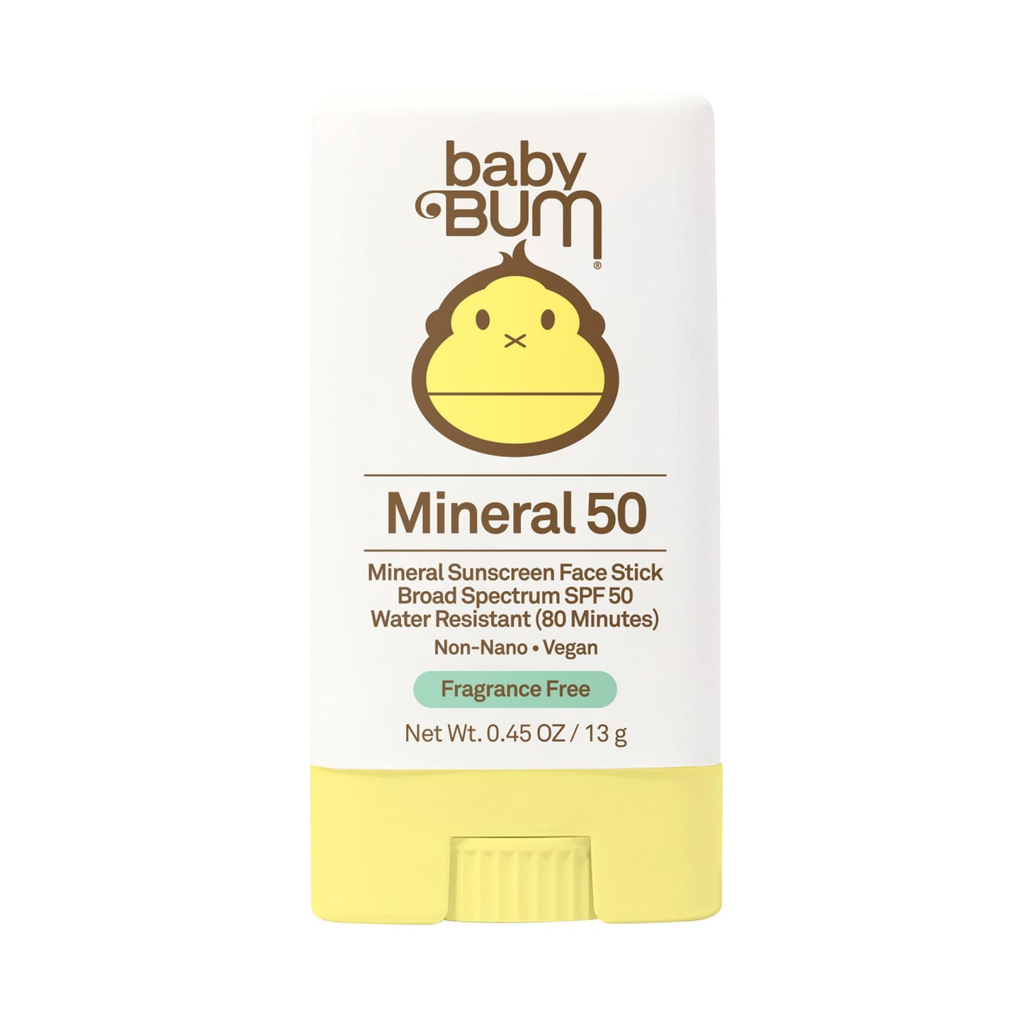 Sun Bum Baby Bum Mineral Sunscreen Stick SPF 50 – Reef Friendly, Octinoxate & Oxybenzone Free, Unscented, Sensitive Skin, Face & Body, 0.45 oz