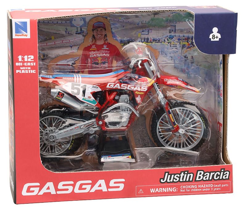 New Ray GasGas MC 450F Motorcycle #51 Justin Barcia GasGas Factory Racing - Red Bull 1/12 Diecast Model