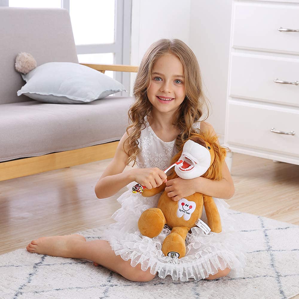 YOUYA DENTAL Tooth Fairy Plush Lion – Educational Oral Health Doll Puppet with Teeth for Kids, Boys & Girls