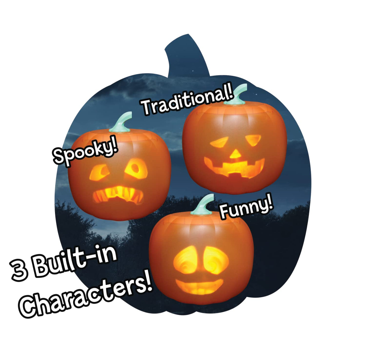 ANIMAT3D Jabberin' Jack Talking Animated Pumpkin with 8 Inch Screen and Built-in Projector + Speaker