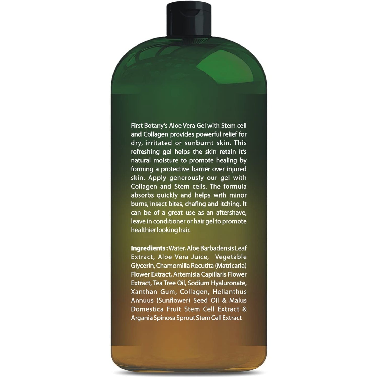 First Botany Pure Aloe Vera Gel 100% with Stem Cells, Collagen & Tea Tree Oil – Natural Moisturizer for Face, Body, Hair, Sunburn & Acne, 16.9 fl oz