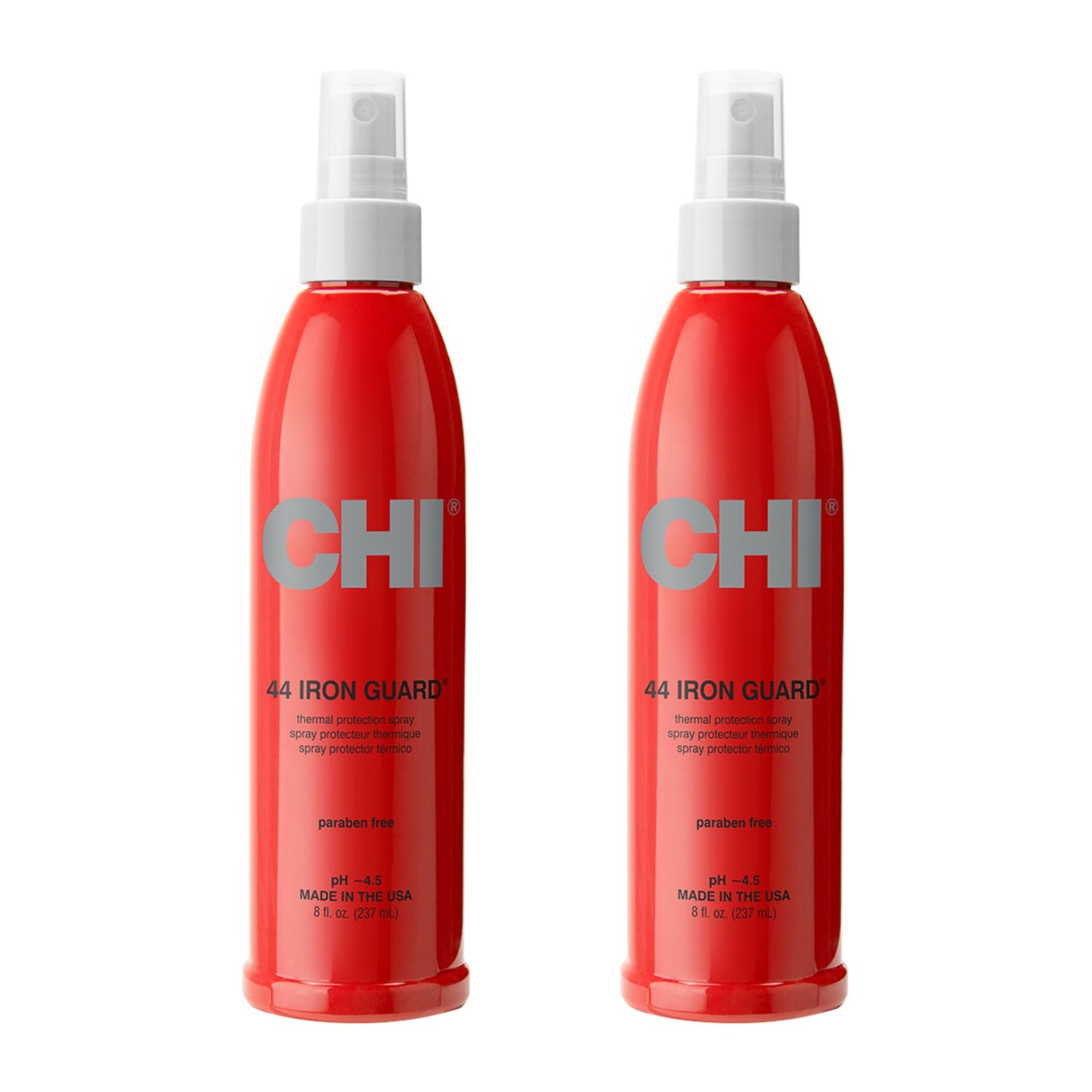 CHI 44 Iron Guard Thermal Protection Spray, Nourishing Formula Helps Resist Heat Damage to Hair & Tame Frizz, Clear, 8 Oz, Pack of 2