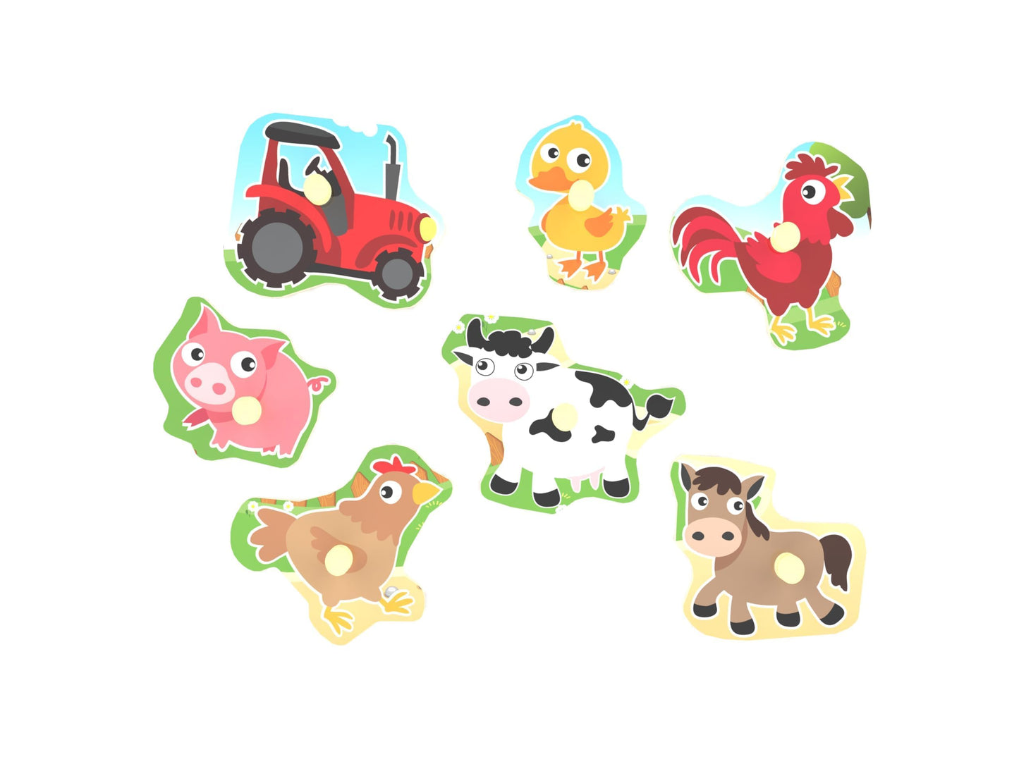 Wooden Puzzles Farm Chunky Baby Puzzles Peg Board, Full-Color Pictures for Preschool Educational Jigsaw Puzzles, 7Pieces