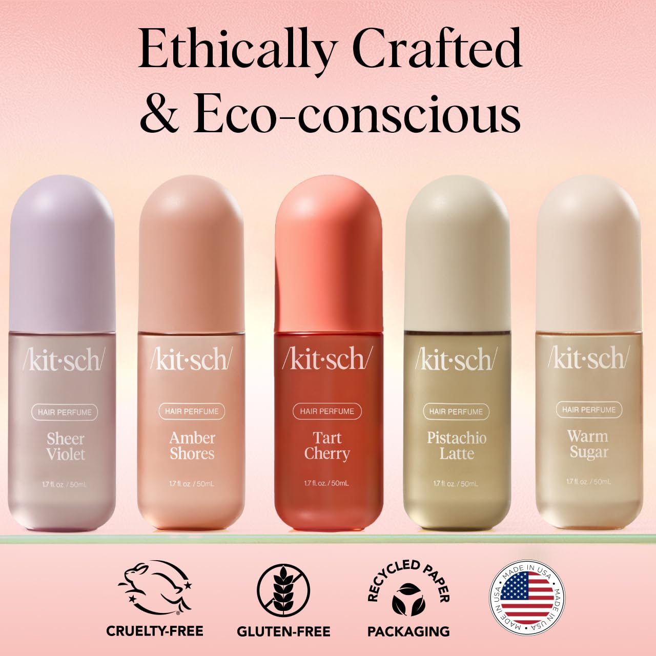 Kitsch Hair Perfume for Women – Tart Cherry | Deodorizing Hair & Body Mist with Odor-Eliminating Tech | Fruity Vanilla Scent, 50mL