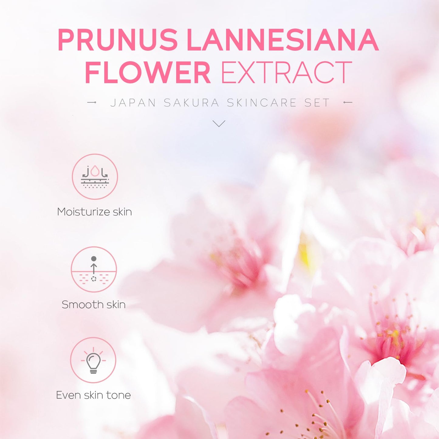 LAIKOU Japan Sakura Skin Care Set for Women – 5 Pcs Travel Beauty Kit with Cleanser, Toner, Serum, Eye & Face Cream – Gift for Mom, Teen Girls