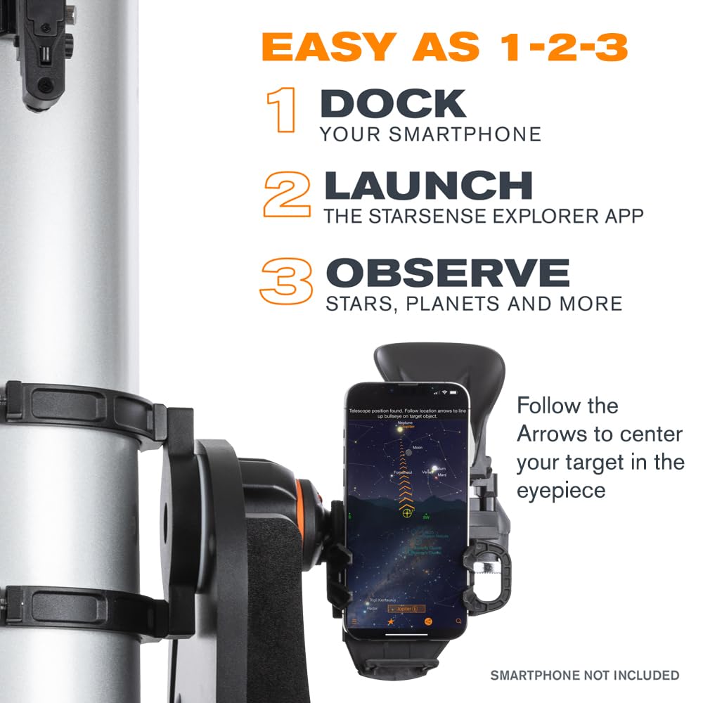 Celestron StarSense Explorer 150AZ Telescope – 150mm Tabletop Dobsonian, App-Enabled, Smartphone Dock, iPhone & Android, Beginner-Friendly