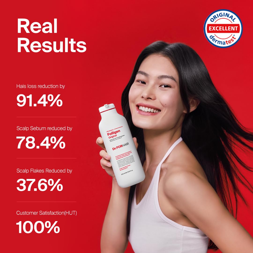 Dr.FORHAIR Folligen Shampoo | Korean Hair Care | Clarifying, Anti Dandruff, Scalp | For Hair Thickening & Fuller Looking, 16.91 fl oz