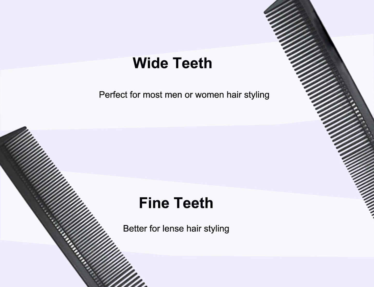 Professional Black Carbon Fiber Teasing Comb, Fine and Wide Tooth Hair Barber Comb For All Hair Types