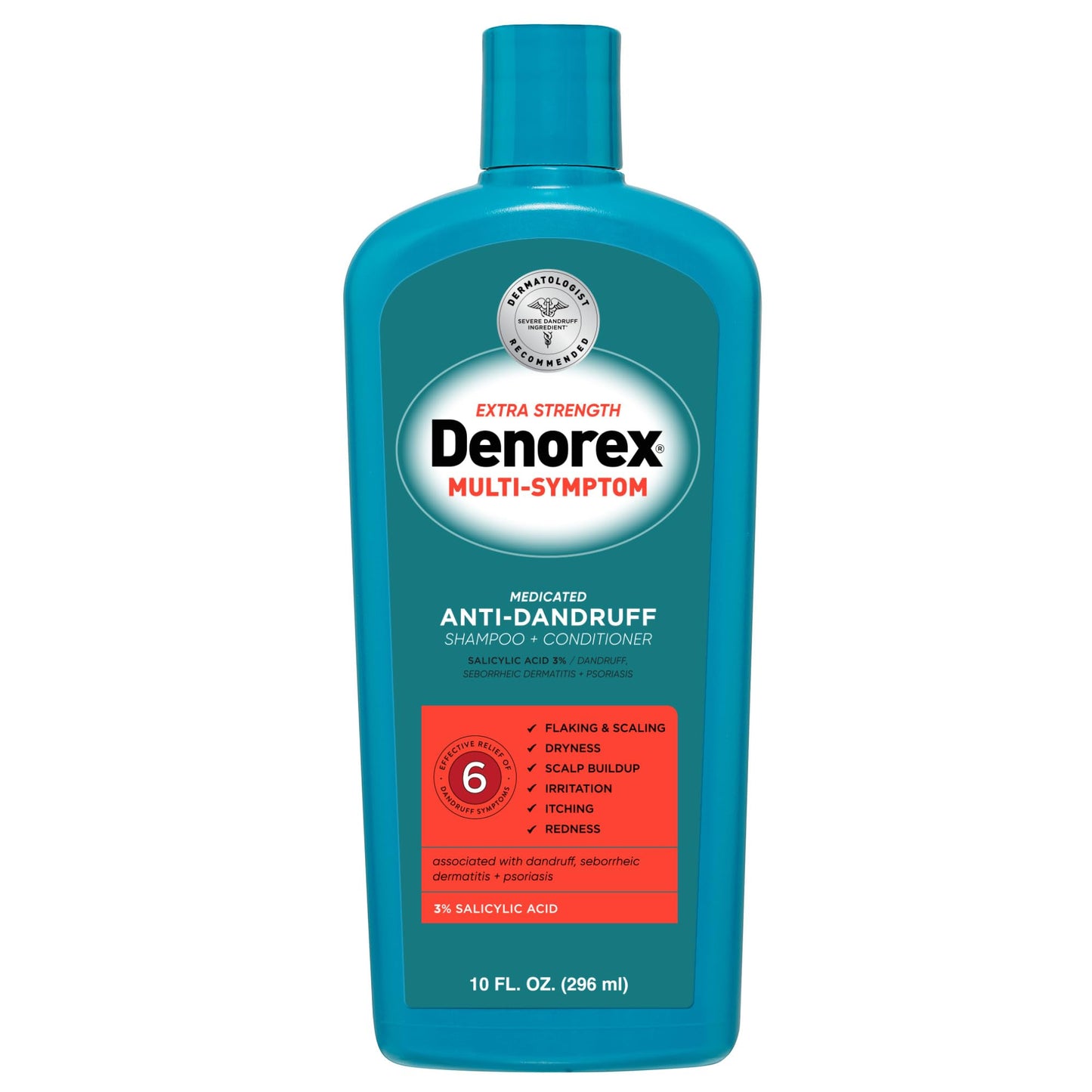 Denorex Extra Strength Anti-Dandruff Shampoo & Conditioner, 3% Salicylic Acid Treatment for Dandruff, Psoriasis & Seborrheic Dermatitis, 10 oz