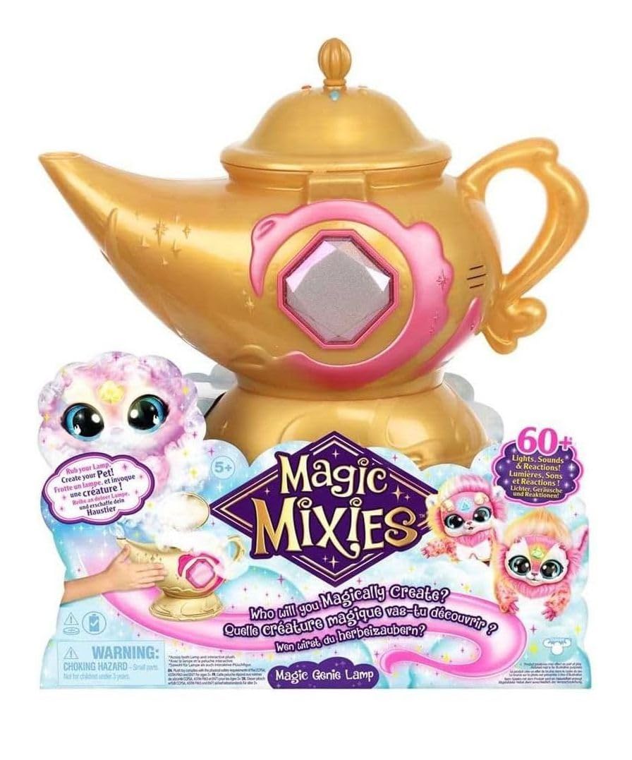 Magic Mixies Genie Lamp with Pink Plush, 60+ Sounds & Reactions, Magic Ring & Real Misting Reveal, Gift for Kids Ages 5+