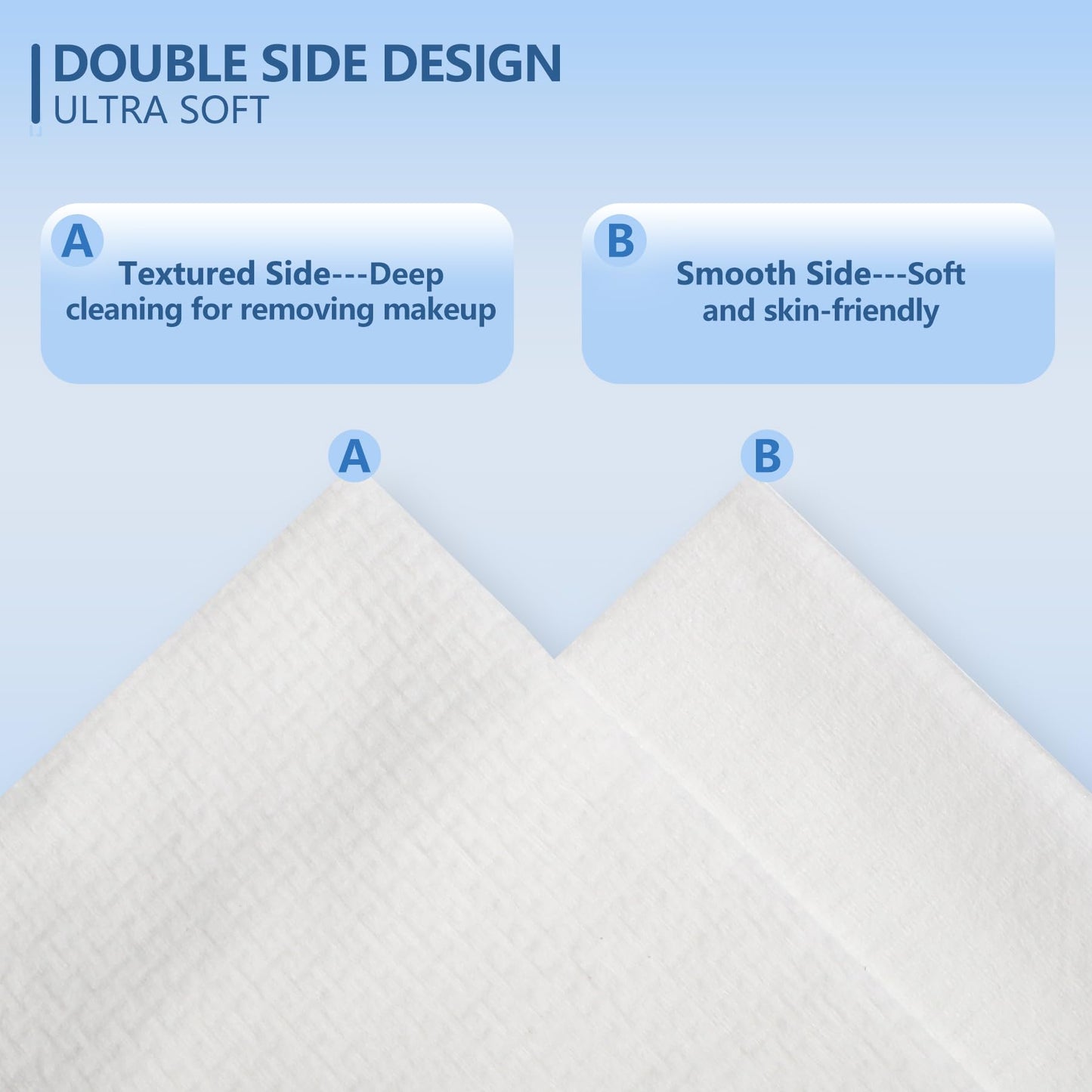 Dorahoney Disposable Face Towels 12"x12" – Ultra Soft, Extra Large Facial Wipes for Sensitive Skin & Makeup Removal, 55 Count