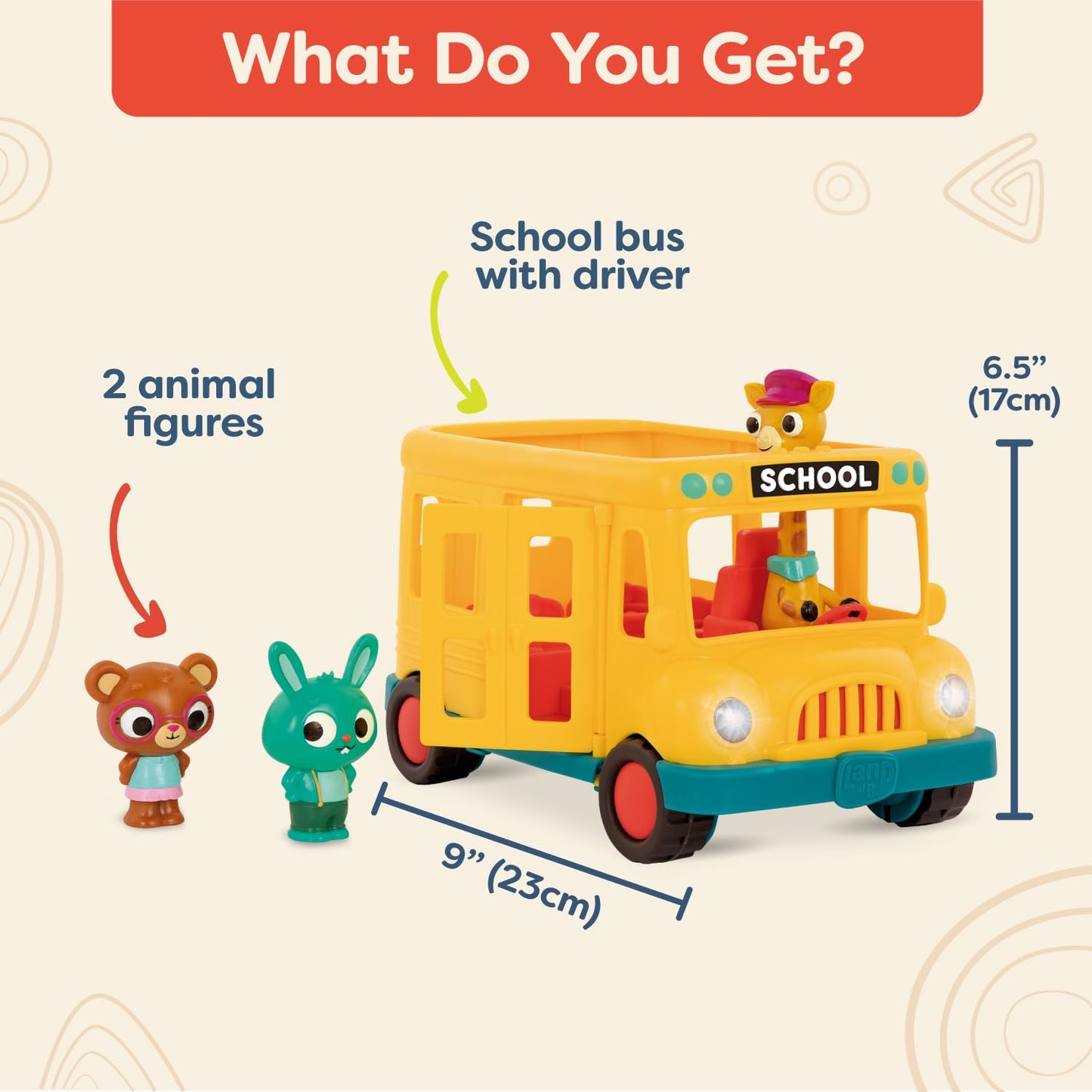 B. toys – Bonnie's School Bus – Musical School Bus – Toy School Bus & Characters – Lights & Sounds – Toy Vehicle for Toddlers, Kids – 18+ Months