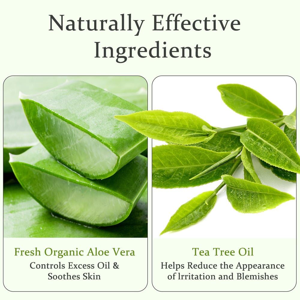 Aloderma Organic Aloe Vera Gel with Tea Tree Oil – Pure, Fresh Aloe Made Within 12 Hours of Harvest – Soothes Face, Oily Skin, Dry Scalp & Aftershave, 10.6 oz