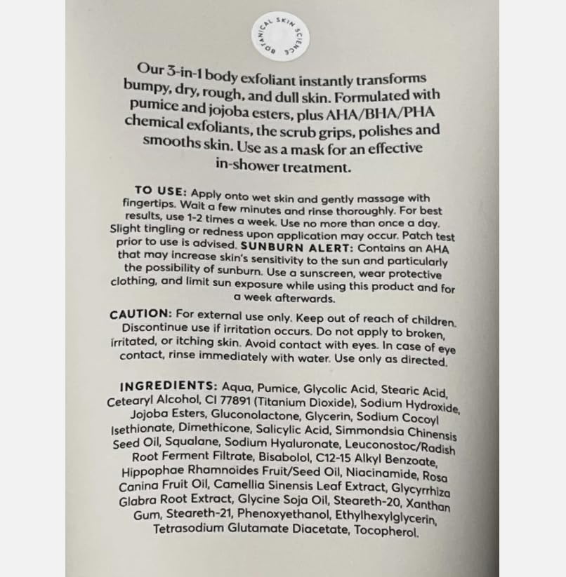 Naturium KP Body Scrub & Mask for Keratosis Pilaris, Bump Eraser Shower Scrub & Exfoliator for Skin, 8 oz