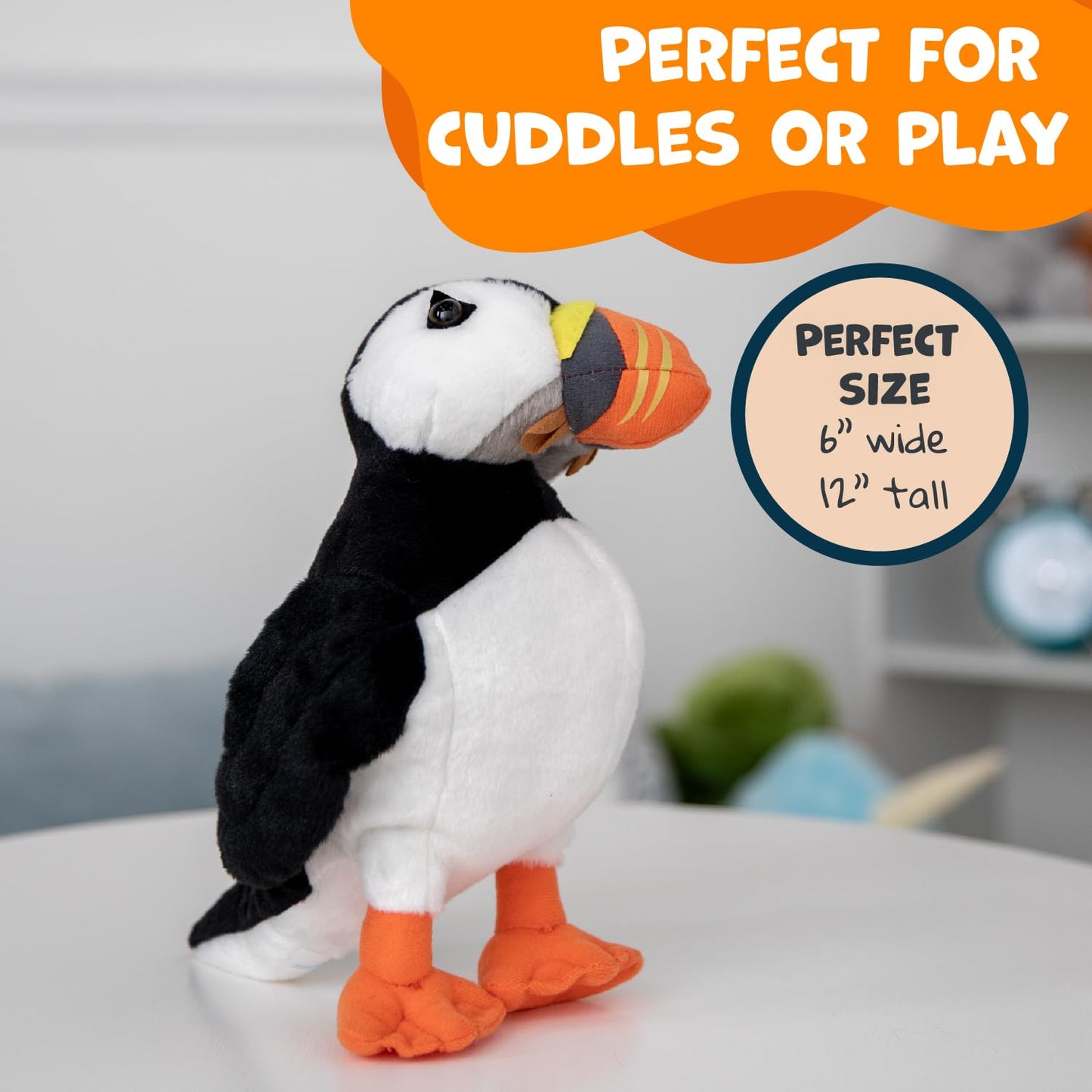 WISHPETS 12" Black and White Puffin Plush Toy