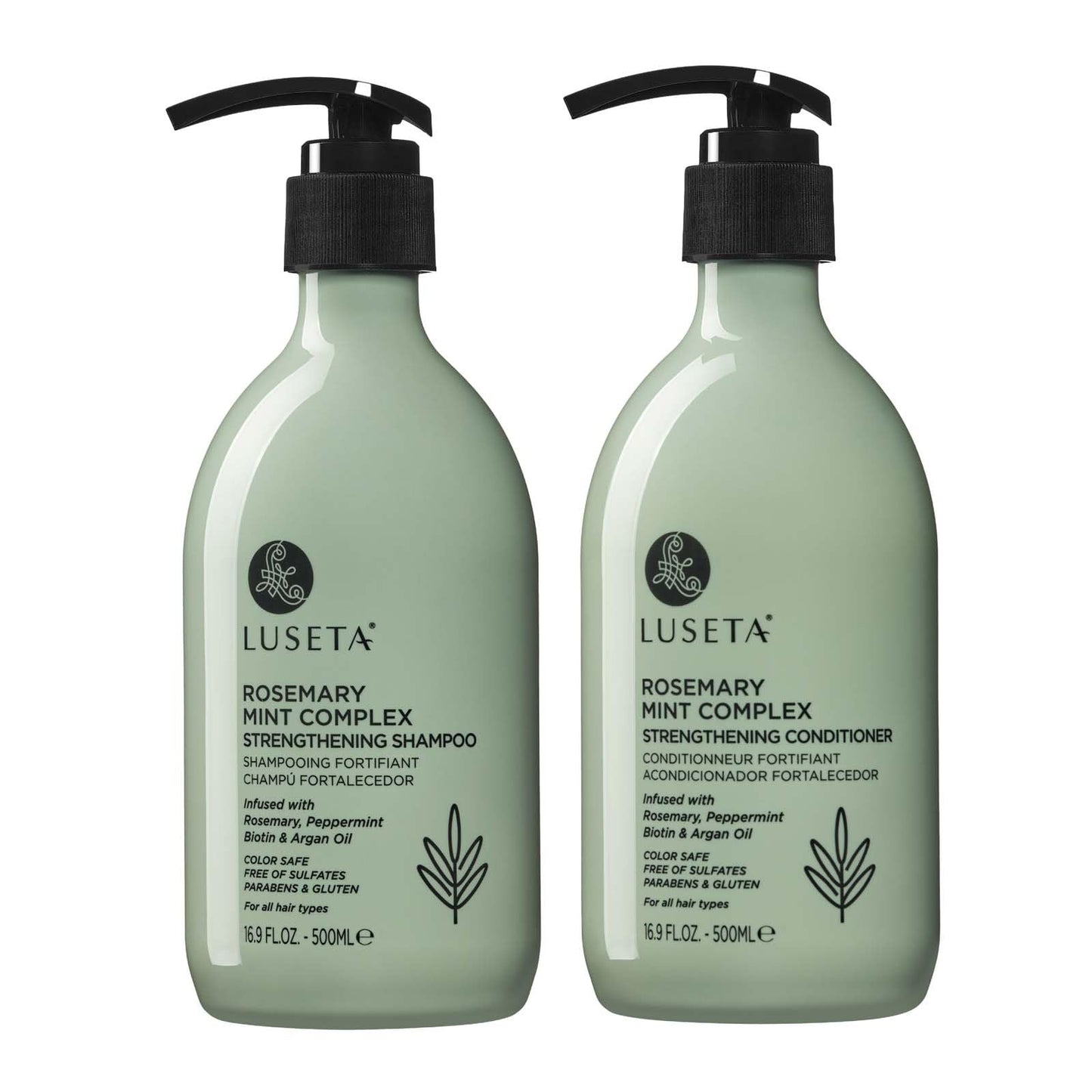Luseta Rosemary Mint Strengthening Shampoo & Conditioner Set 16.9oz×2 – Nourishes Thin Hair, Reduces Frizz & Adds Shine for All Hair Types