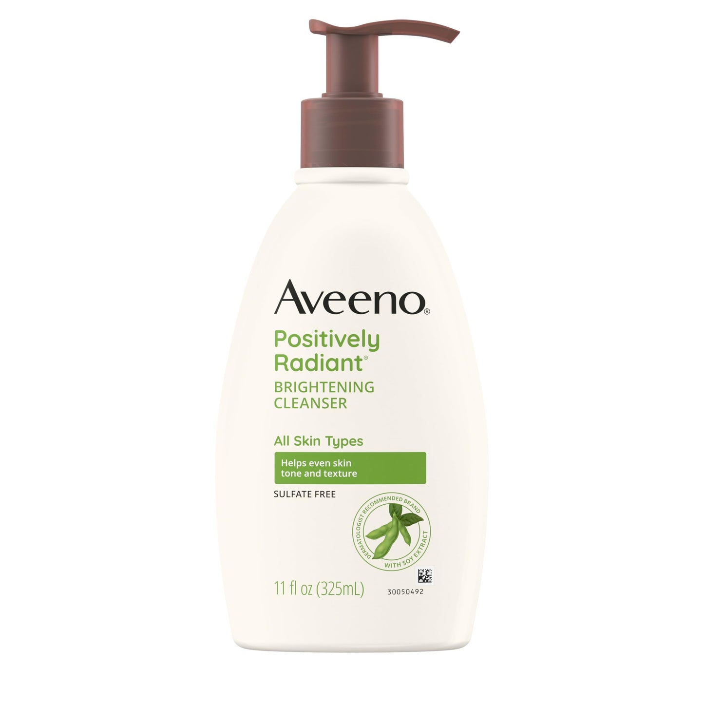 Aveeno Positively Radiant Brightening Facial Cleanser for Sensitive Skin – Moisturizing, Non-Comedogenic, Oil & Soap-Free, 11 fl oz