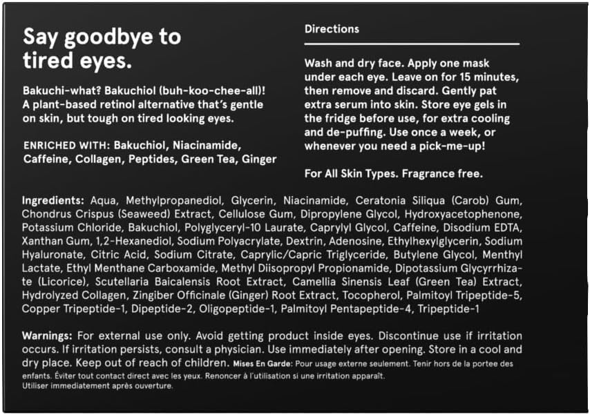 BRO MASK Under Eye Patches for Men – Cooling Hydrogel Pads with Bakuchiol, Caffeine & Niacinamide for Dark Circles, Puffiness & Eye Bags (6 Pairs)